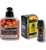 Caas Çilek Aromalı Isıtıcılı Masaj Yağı 100 Ml + Happy Kadınlara Özel Damla