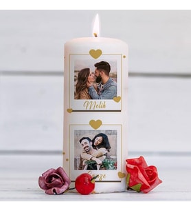 İki Fotoğraflı Sevgiliye Hediye Mum