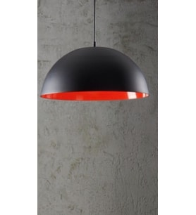 Retro Parlak Siyah Içi Kırmızı Metal Sarkıt Avize 40 Cm (Burnt Olive)