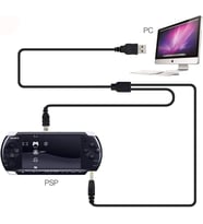 PSP Şarj ve Data Kablosu PSP USB Kablo Film Müzik Oyun Aktarma 1000 2000 3000 E1004 (Siyah)