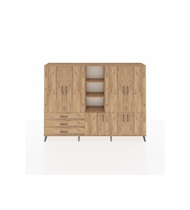 Arges Dolap 11 Raflı 3 Çekmeceli 7 Kapaklı 220x30x163 Çam-Çam