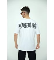 Erkek Baskılı Oversize T-Shirt (Beyaz)