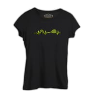 Tenis - Heartbeat Siyah Kadın Tshirt