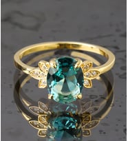 925 Ayar Gümüş Oval Aquamarine Renkli Yüzük