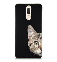 Huawei Mate 10 Lite Soft Premier Kapak Catface Tasarımlı Silikon Kılıf - Siyah (Şeffaf)