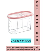 Dayanıklı Sert Plastik Hijyenik Tazelik Sağlayan Hava Geçirmez Kapak Kedi Köpek Mama Kabı 4 Litre