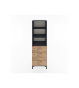 Hyperion Dolap 3 Raflı 3 Çekmeceli 60x44x195 Antrasit-Çam