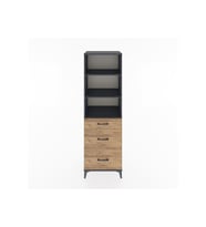 Hyperion Dolap 3 Raflı 3 Çekmeceli 60x44x195 Antrasit-Çam