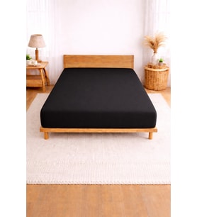 Bessy Penye Fitted Lastikli Çarşaf %100 Pamuk Kumaş TekÇift Kişilik Battal King Size (Siyah)