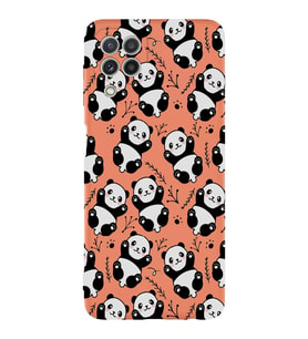 Samsung Galaxy M22 Uyumlu Lansman Kılıf Panda Tasarımlı İçi Kadife Kapak-Turuncu (Şeffaf)