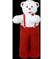 117 cm Çiçekli Tulumlu Ayıcık Kırmızı (Kırmızı)