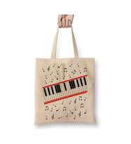 Piano Piyano Müzik Notaları Beyaz Bez Çanta Uzun Saplı Alışveriş Çantası Plaj Çantası