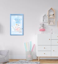 BK Home Sevimli Fil Tasarımlı Dekoratif Mavi Ahşap Çerçeveli Çocuk Odası Tablo-10