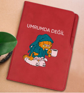 BK Gift Umrumda Değil Tasarımlı Kırmızı Termo Deri Not Defteri 15x21cm-1