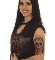 Kuru Kafa Ve Gül Desenli Geçici Dövme - Büyük Boy Su Geçirmez Realistik Skull Tattoo