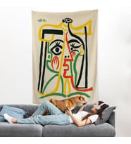Pablo Picasso - Jacqueline'in Hasır Şapkalı Duvar Örtüsü-7419