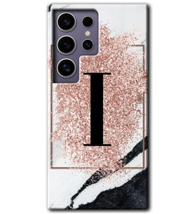 Galaxy S24 Ultra Kılıf HD Desen Baskılı Kılıf - Pembe Mermer Desenli I Harfi
