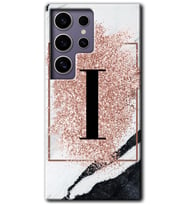 Galaxy S24 Ultra Kılıf HD Desen Baskılı Kılıf - Pembe Mermer Desenli I Harfi
