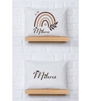 Pia Baby Premium %100 Pamuk İkili İsim Yazılı Kız Bebek Yastık Kılıfı – 35x45 cm Organik Baskı 5086-13 (Ekru)