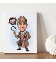 Dedektif Erkek Karikatürlü Kanvas Tablo