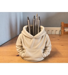 3D Baskı Kapüşonlu Sweatshirt Kalemlik - Masaüstü Organizer-Bej