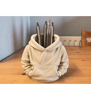 3D Baskı Kapüşonlu Sweatshirt Kalemlik - Masaüstü Organizer-Bej