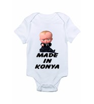 Erkek Bebek Beyaz Made In Konya Baskılı Zıbın Body