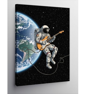 Kanvas Tablo Uzayda Gitar Çalan Astronot