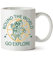 Round The World Go Explore Baskılı Porselen Kupa Bardak