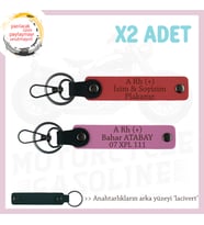 Tüm Sürücüler İçin Özel İsim Plaka ve A Rh (+) Kan Grubu Yazılı x2 Anahtarlık, Nar Çiçeği-Pembe-Laci