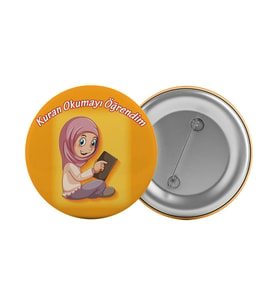 Kuran Okumayı Öğrendim Çanta Rozeti 20 Adet En Büyük Boy 5.8cm İğneli Broş