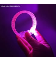 Pembe Led Işıklı Baskı Yapılabilen Pilli Bileklik Bilezik 1,5 cm Genişlik