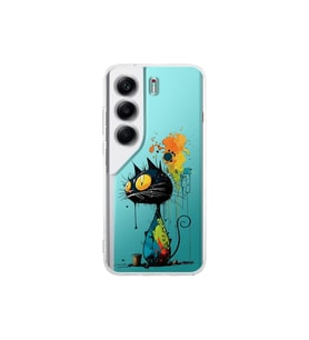Tecno Camon 40 Pro ile Uyumlu Splash Kedi Tasarımlı Şeffaf Silikon Kılıf