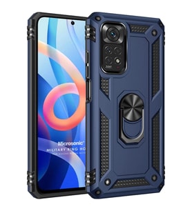 Microsonic Xiaomi Note 11 Pro 5G Kılıf Military Ring Holder Lacivert