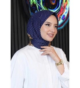 Puantiye Desen Kiremit Soft Pamuk Eşarp (Standart)