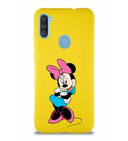 Samsung Galaxy A11 Soft Premier Kapak Minnie Mouse-D Tasarımlı Silikon Kılıf - Sarı (Şeffaf)