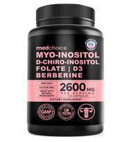 MEDCHOICE Myo-Inositol and D-Chiro Inositol,Folate, Vitamin D3, Zinc, Magnezium Berberıne 120 Capsul. (Renksiz)