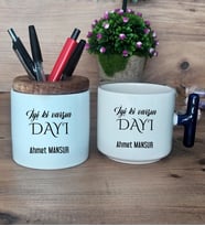 İyi Ki Varsın Dayı Hediye Sepeti Kupa Bardak T Kulplu, Kalemlik Hediyeleri Dayıya Doğum Günü Hediyesi (Model 2)