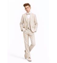 Erkek Çocuk Slim Fit Premium Damatlık Smokin Takım Elbise Ak4000 (Bej)
