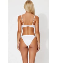 Kadın Bikini Takımı Kapsız Bralette Üst Normal Bel Bağcıklı Alt Nakış Detaylı Örme Kumaş Düz