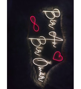 Bir An Bir Ömür Yazılı Neon LED Tabela  Kalp Detaylı Dekoratif Işıklı Duvar Yazısı(80x40cm)