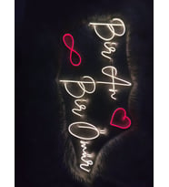 Bir An Bir Ömür Yazılı Neon LED Tabela  Kalp Detaylı Dekoratif Işıklı Duvar Yazısı(80x40cm)