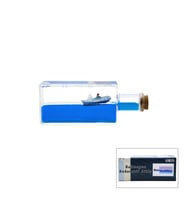 MAVİ SU GEMİ - ADA DİKDÖRTGEN MİKA ŞİŞE YÜZEN BATMAYAN DEKORATİF BİBLO AKVARYUM 4.2X6.4X17CM (5668)