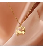 Kişiye Özel 925 Ayar Gümüş Love Hello Kitty Kolye (Gold)