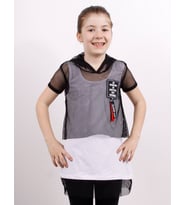 Toontoy Kız Çocuk Tüllü 2 li Takım Elbise ( Gri-Melanj)