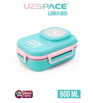 Uzspace 600 ML Çorba Kaseli-Çelik Kaşık Çatallı Paslanmaz Çelik Bento Lunch Box Yeni Nesil Sefer Tası-FFLBOX8021600 (Turkuaz)
