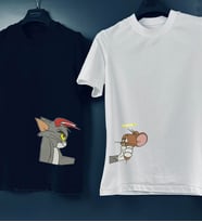 Tom ve Jerry Sevgili Kombini Oversize Çift Renk T-shirt