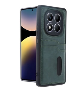 Xiaomi Redmi Note 14 Pro 5g Kılıf Sara Kartvizitli Deri Kılıf - Koyu Yeşil