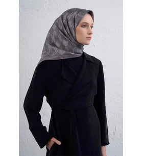 Armine Tivil Saf İpek Eşarp 9410 - 88 Gri Karışık Desen