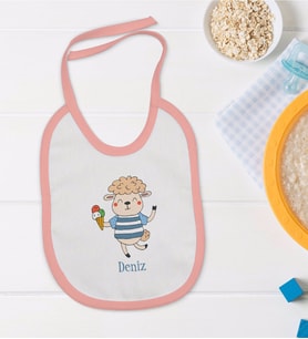 BK Kids Kişiye Özel Pembe Bebek Mama Önlüğü - Model 154